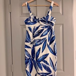 Jones New York Blue Tropical Sweetheart Dress